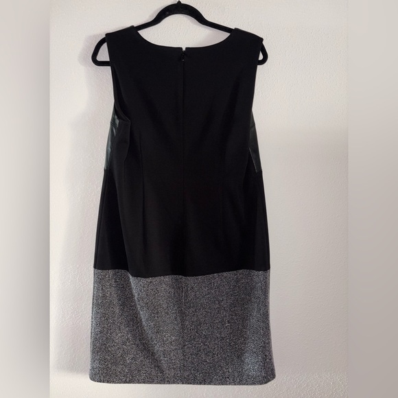 Black and Gray Leather and Tweed Calvin Klein Cocktail Dress Size 12 - Picture 3 of 5